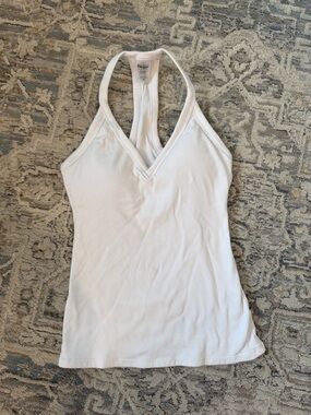 Amazon White Ribbed V-Neck Racerback Tank Top